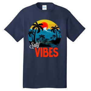 Palm Trees Salty Vibes Design Summer Time Travel Beach Tall T-Shirt