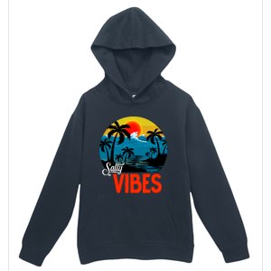 Palm Trees Salty Vibes Design Summer Time Travel Beach Urban Pullover Hoodie