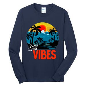 Palm Trees Salty Vibes Design Summer Time Travel Beach Tall Long Sleeve T-Shirt