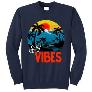 Palm Trees Salty Vibes Design Summer Time Travel Beach Tall Sweatshirt