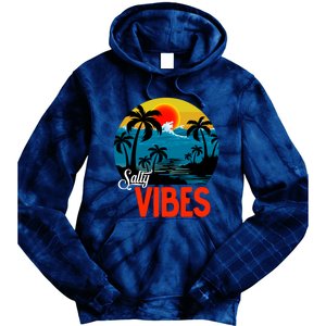 Palm Trees Salty Vibes Design Summer Time Travel Beach Tie Dye Hoodie