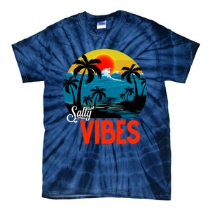 Palm Trees Salty Vibes Design Summer Time Travel Beach Tie-Dye T-Shirt