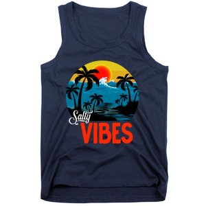 Palm Trees Salty Vibes Design Summer Time Travel Beach Tank Top