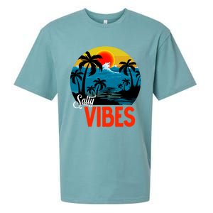 Palm Trees Salty Vibes Design Summer Time Travel Beach Sueded Cloud Jersey T-Shirt