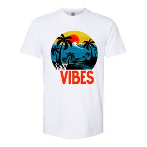 Palm Trees Salty Vibes Design Summer Time Travel Beach Softstyle CVC T-Shirt