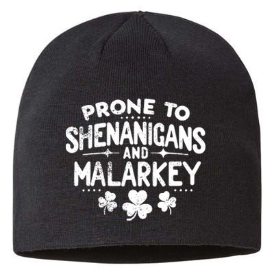 Prone To Shenanigans And Malarkey St Patricks Day Sustainable Beanie