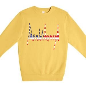 President Trump Signature Usa Flag Color Patriotic American Gift Premium Crewneck Sweatshirt