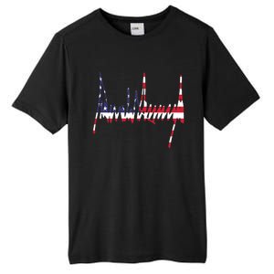 President Trump Signature Usa Flag Color Patriotic American Gift Tall Fusion ChromaSoft Performance T-Shirt