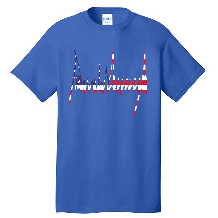 President Trump Signature Usa Flag Color Patriotic American Gift Tall T-Shirt