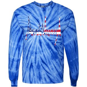 President Trump Signature Usa Flag Color Patriotic American Gift Tie-Dye Long Sleeve Shirt