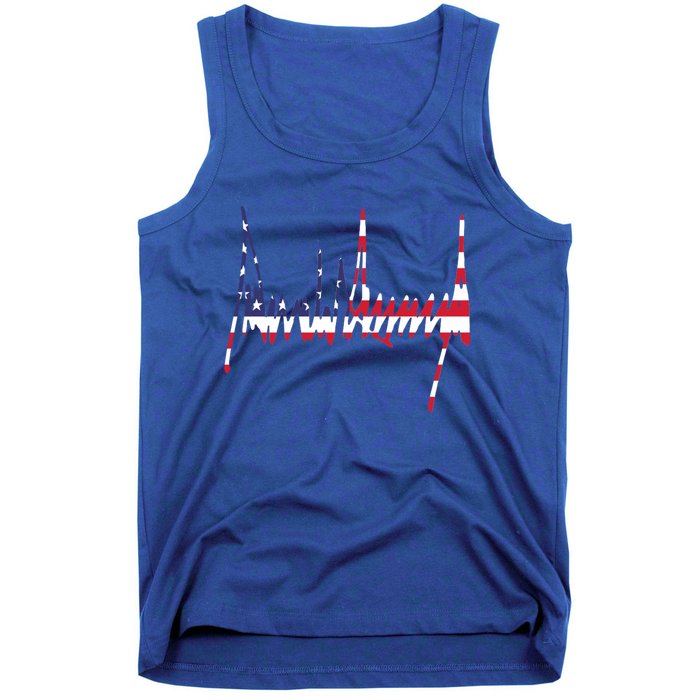 President Trump Signature Usa Flag Color Patriotic American Gift Tank Top