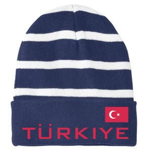 Proud Turkish Shooting Team Sport Turkiye Shooting Striped Beanie with Solid Band