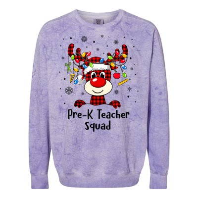 Prek Teacher Squad Reindeer Funny Teacher Christmas Xmas Meaningful Gift Colorblast Crewneck Sweatshirt