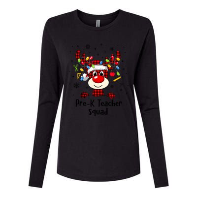 Prek Teacher Squad Reindeer Funny Teacher Christmas Xmas Meaningful Gift Womens Cotton Relaxed Long Sleeve T-Shirt