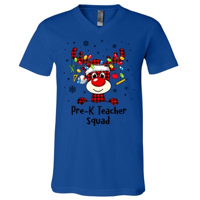 Prek Teacher Squad Reindeer Funny Teacher Christmas Xmas Meaningful Gift V-Neck T-Shirt