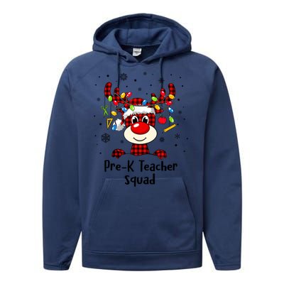 Prek Teacher Squad Reindeer Funny Teacher Christmas Xmas Meaningful Gift Performance Fleece Hoodie