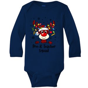 Prek Teacher Squad Reindeer Funny Teacher Christmas Xmas Meaningful Gift Baby Long Sleeve Bodysuit