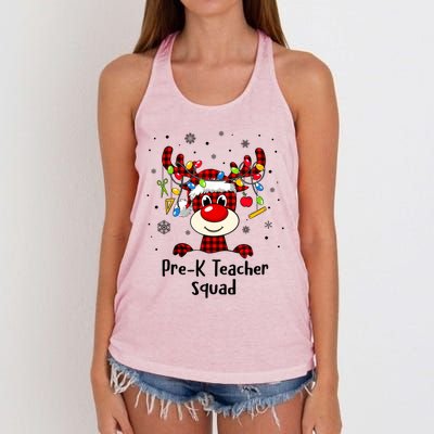 Prek Teacher Squad Reindeer Funny Teacher Christmas Xmas Meaningful Gift Women's Knotted Racerback Tank