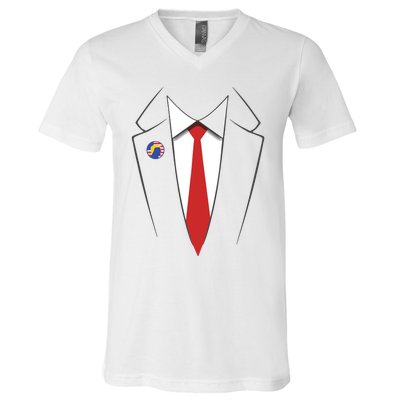 President Trump Suit Us President Easy Costume V-Neck T-Shirt