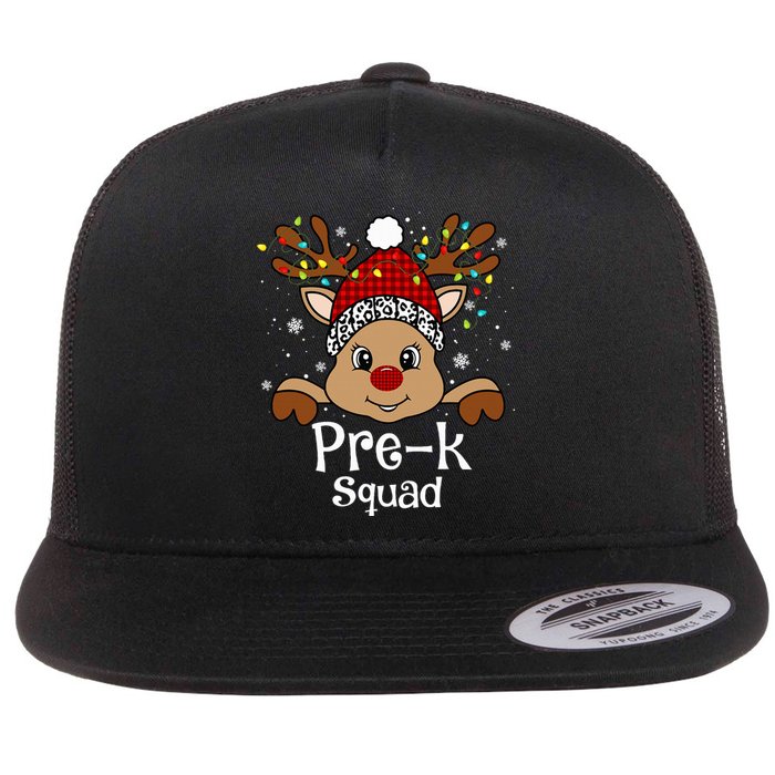 PreK Teacher Squad Funny Teacher Christmas Reindeer Xmas  Flat Bill Trucker Hat