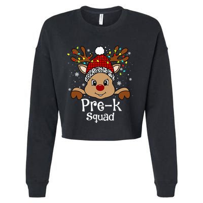PreK Teacher Squad Funny Teacher Christmas Reindeer Xmas  Cropped Pullover Crew