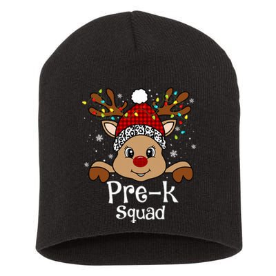 PreK Teacher Squad Funny Teacher Christmas Reindeer Xmas  Short Acrylic Beanie