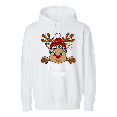 PreK Teacher Squad Funny Teacher Christmas Reindeer Xmas  Garment-Dyed Fleece Hoodie