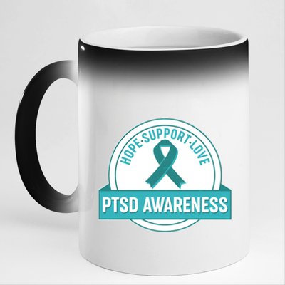 PTSD Awareness Hope Support Love 11oz Black Color Changing Mug