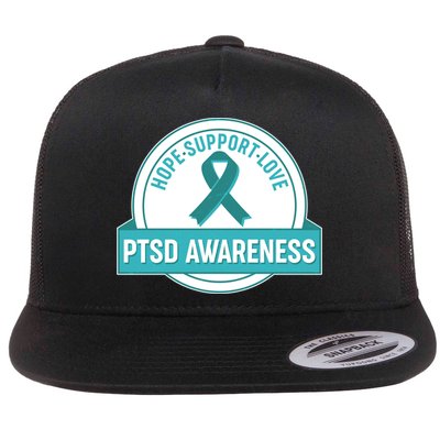 PTSD Awareness Hope Support Love Flat Bill Trucker Hat