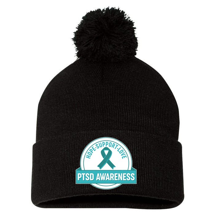 PTSD Awareness Hope Support Love Pom Pom 12in Knit Beanie