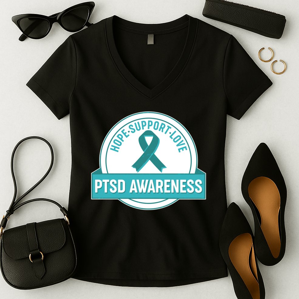 PTSD Awareness Hope Support Love Women's V-Neck T-Shirt