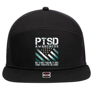 PTSD Awareness In This Family No One Fights Alone 7 Panel Mesh Trucker Snapback Hat