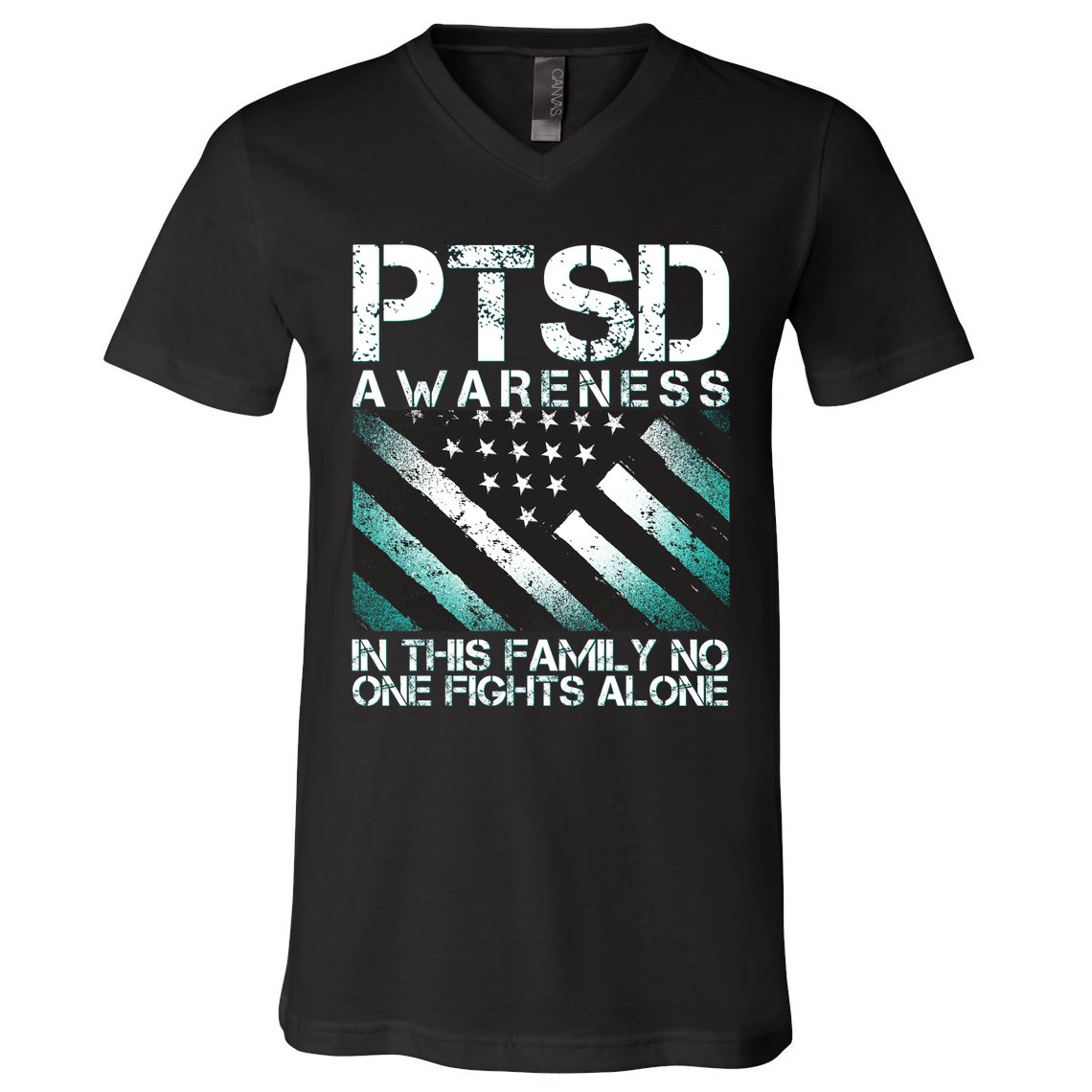 PTSD Awareness In This Family No One Fights Alone V-Neck T-Shirt