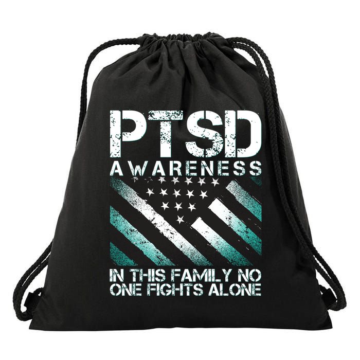 PTSD Awareness In This Family No One Fights Alone Drawstring Bag