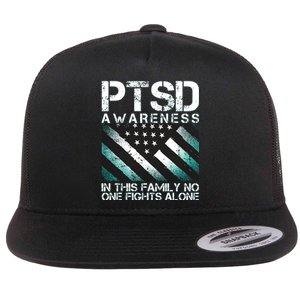 PTSD Awareness In This Family No One Fights Alone Flat Bill Trucker Hat