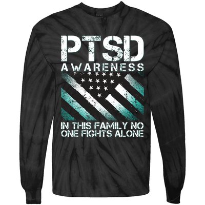 PTSD Awareness In This Family No One Fights Alone Tie-Dye Long Sleeve Shirt