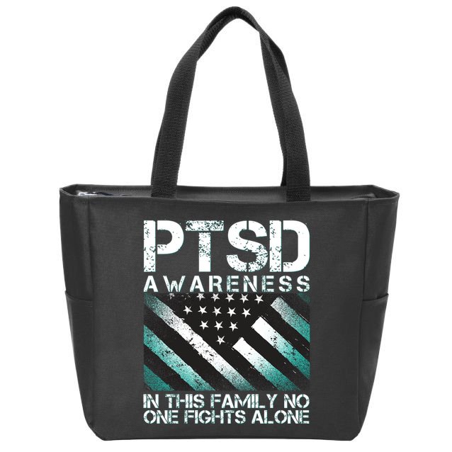 PTSD Awareness In This Family No One Fights Alone Zip Tote Bag