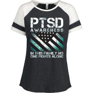 PTSD Awareness In This Family No One Fights Alone Enza Ladies Jersey Colorblock Tee