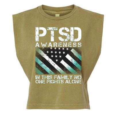 PTSD Awareness In This Family No One Fights Alone Garment-Dyed Women's Muscle Tee