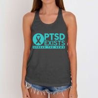 PTSD Exists Spread The News Women's Knotted Racerback Tank