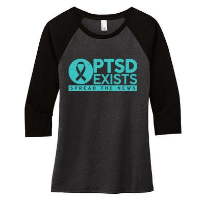 PTSD Exists Spread The News Women's Tri-Blend 3/4-Sleeve Raglan Shirt