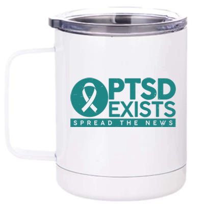 PTSD Exists Spread The News 12 oz Stainless Steel Tumbler Cup