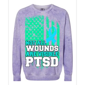 PTSD Flag Not All Wounds Are Visible Colorblast Crewneck Sweatshirt