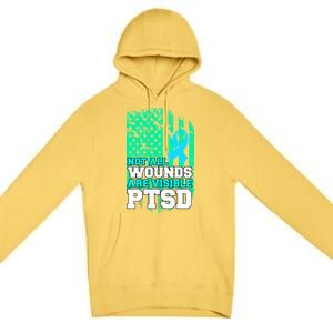 PTSD Flag Not All Wounds Are Visible Premium Pullover Hoodie