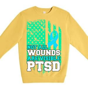 PTSD Flag Not All Wounds Are Visible Premium Crewneck Sweatshirt