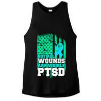PTSD Flag Not All Wounds Are Visible Ladies PosiCharge Tri-Blend Wicking Tank