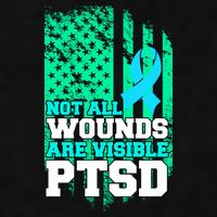 PTSD Flag Not All Wounds Are Visible Ladies PosiCharge Tri-Blend Wicking Tank