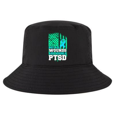 PTSD Flag Not All Wounds Are Visible Cool Comfort Performance Bucket Hat