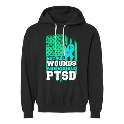 PTSD Flag Not All Wounds Are Visible Garment-Dyed Fleece Hoodie