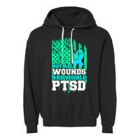 PTSD Flag Not All Wounds Are Visible Garment-Dyed Fleece Hoodie